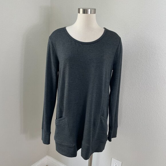 Toad & Co Womens Large Long Sleeve Tunic Top With Pockets Dark Gray Shirt - Picture 1 of 11